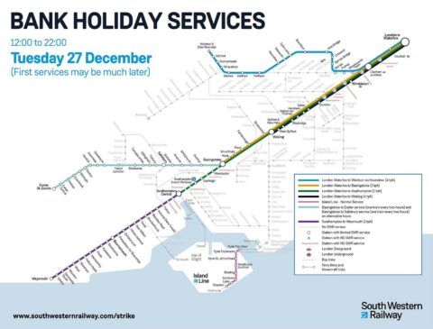  Bank holiday train services map 27 Dec 22