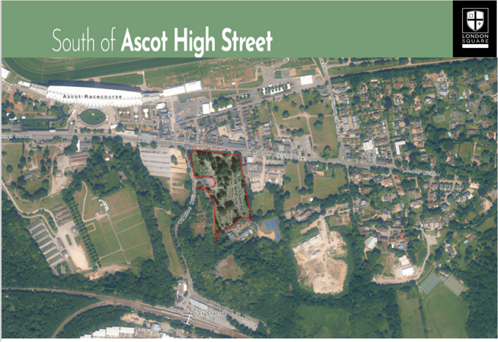 South of Ascot High Street overhead map
